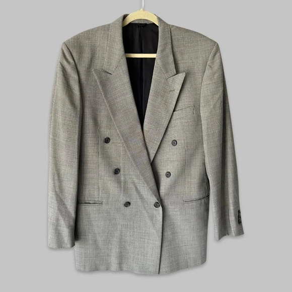 Vintage Terzo Uomo Pure Wool Houndstooth Double Breasted Blazer  Sports Jacket - Picture 1 of 16